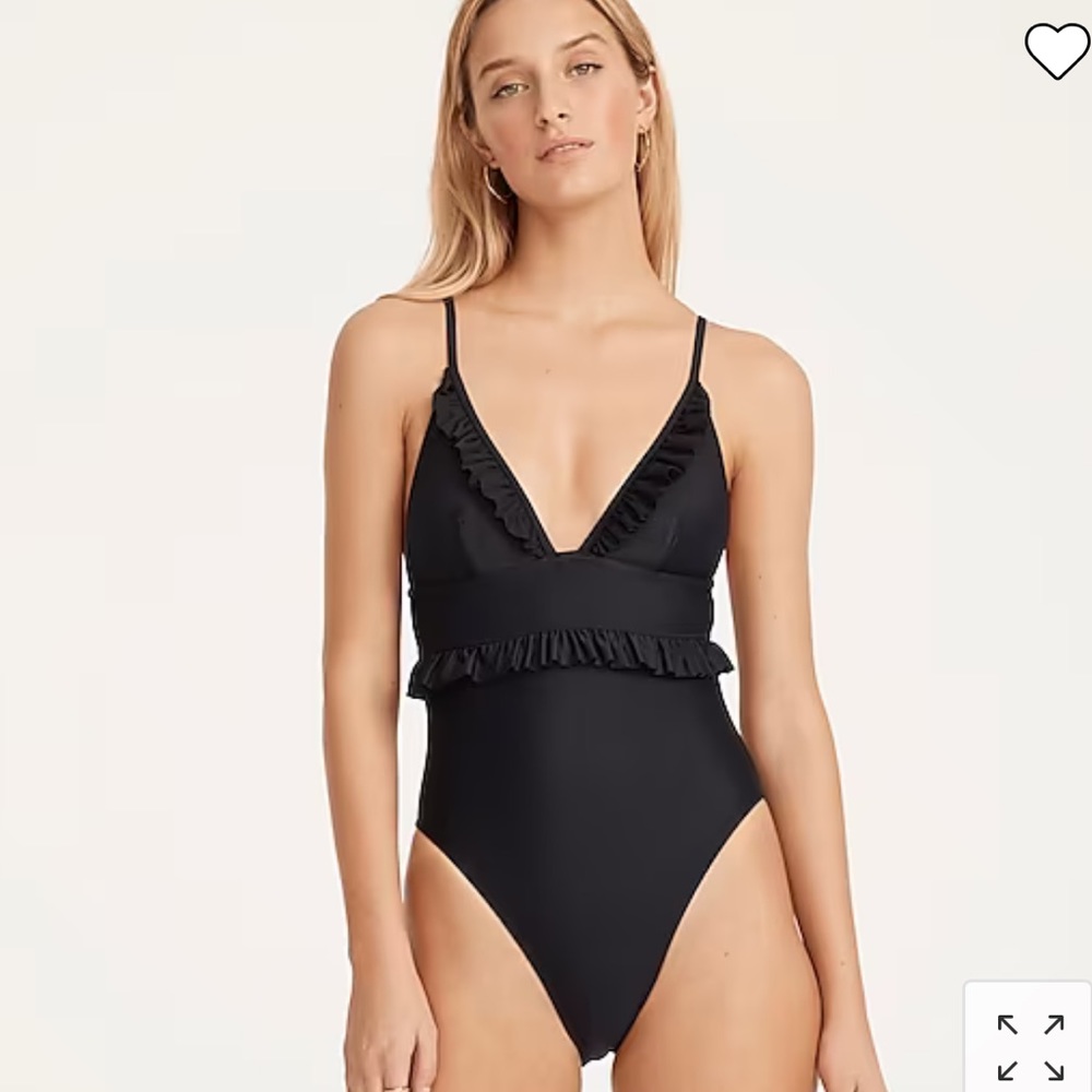 J. Crew Long-torso ruffle plunge V-neck one-piece